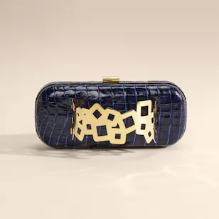 Rula Galayini Waltz Royal Blue Lizard-Print Women's Clutch