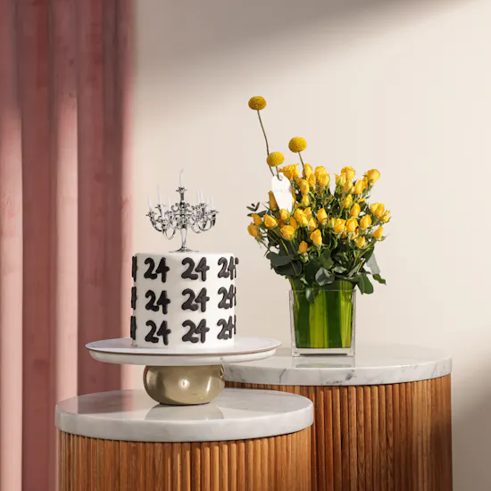 December Cake Customizable Number Candle Cake | Festive Flowers