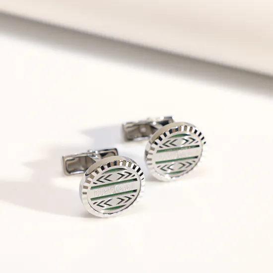 Roberto Cavalli Silver and Green Cufflinks