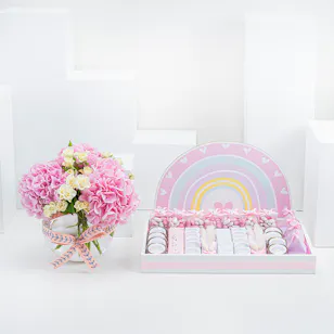 Lilac Baby Girl Rainbow Large | Pink Roses