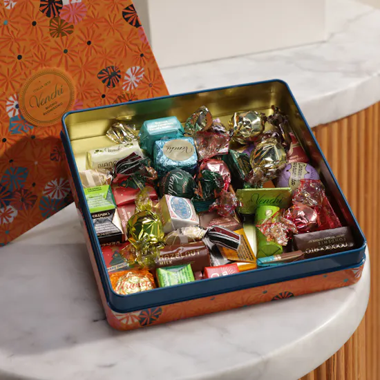 Venchi Murrine Maxi Assorted Chocolates Orange Tin Box | Sweet Moment's Flowers
