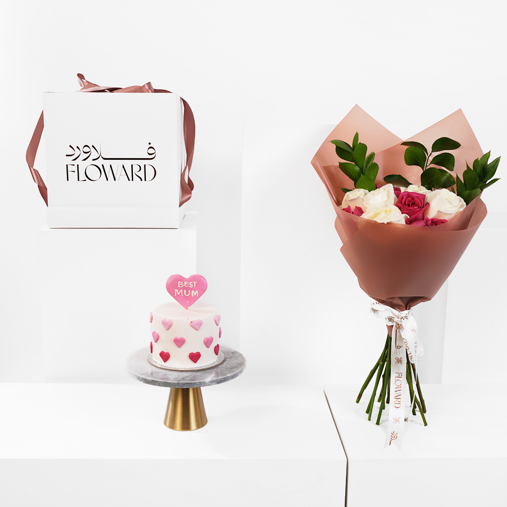 Floward Best Mum Small Cake | Rose Bouquet