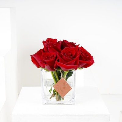 10 Red Roses | Square Vase