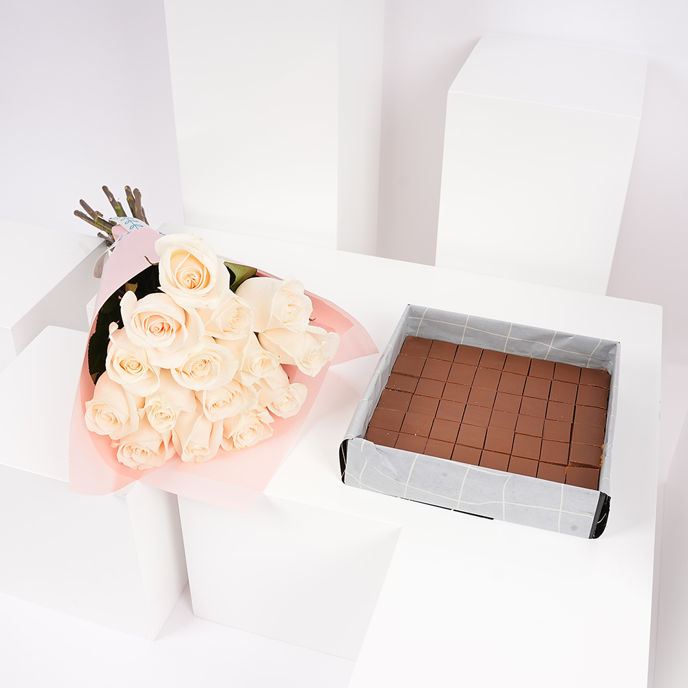 صندوق شوكولاتة بالكراميل من هنوفيرين | الجوري الأبيض