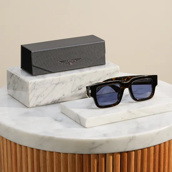 Police Full Rim Rectangular Dark Brown Men's Sunglasses