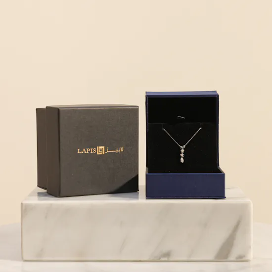 Lapis Diamond and White Gold Pendant Necklace