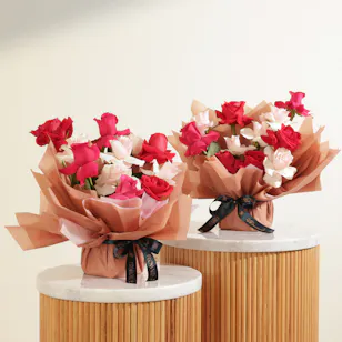 Blushing Duo Roses Bouquet