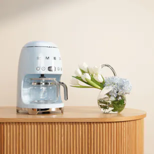Smeg Drip Filter Pastel Blue Coffee Machine | Practical Beauty Flowers Vase