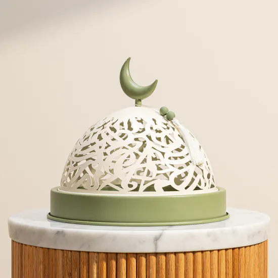 Hedeya White and Green Large Date Serving Tray