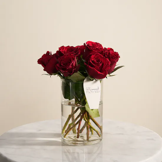 Scarlet Symphony Rose Vase | 10 Flowers