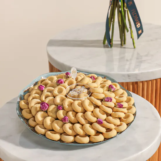 Baraka Dates Eid Mubarak Kuwaiti Ghuraiba Tray | Charming Flowers
