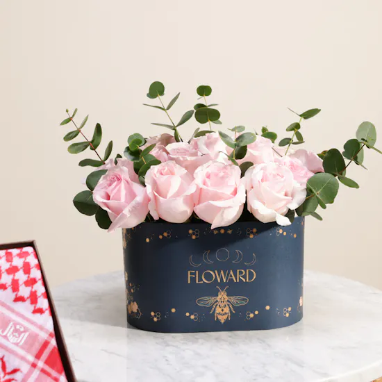 Alshal Brouk Shemagh Size 58 | Soft Roses Box