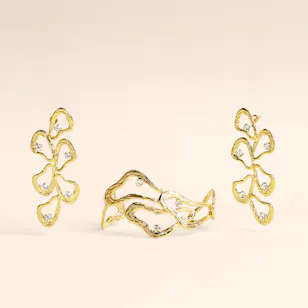 Lynyer Celestial Whispers Gold-plated Bracelet and Earring Set