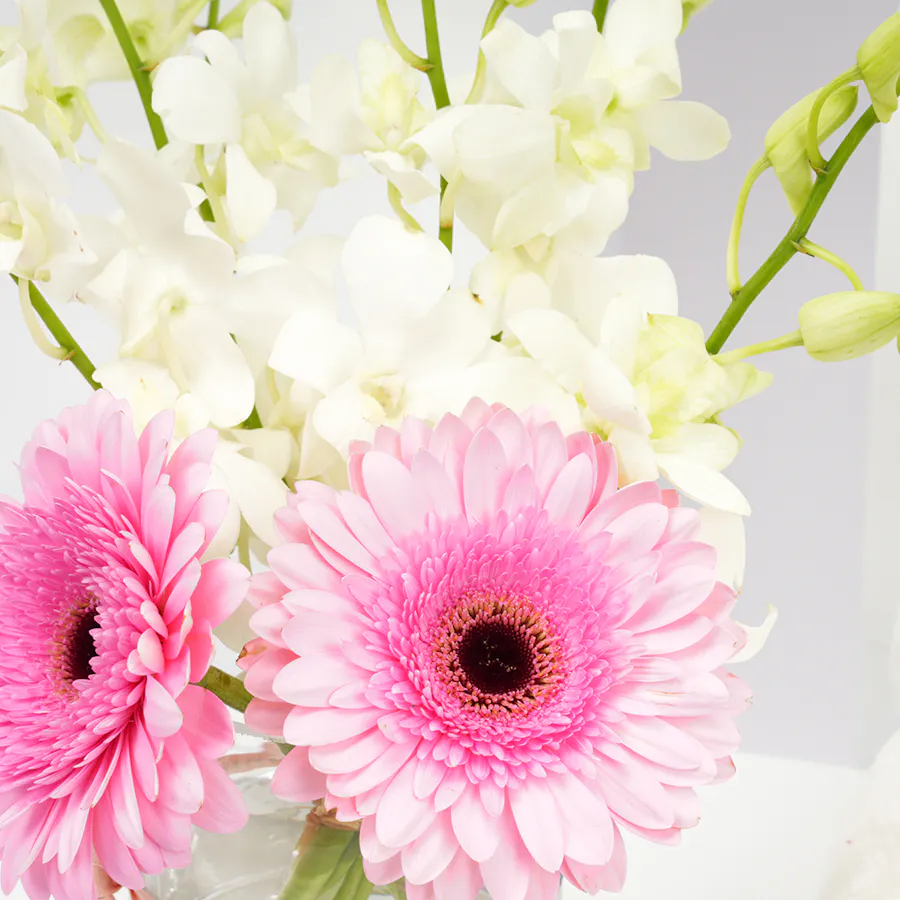 Floward White Bear with Spring Blooms Vase 3