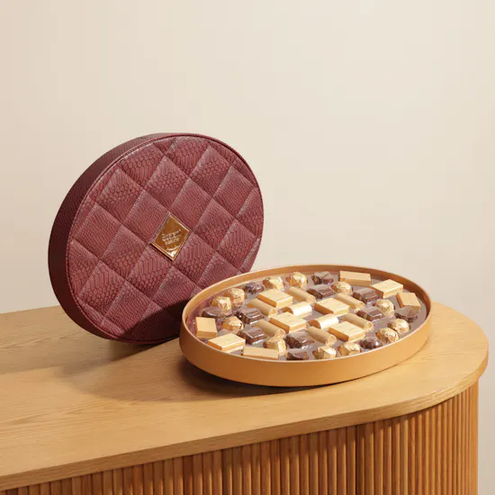 Bostani Chocolates Oval Maroon Leather Box