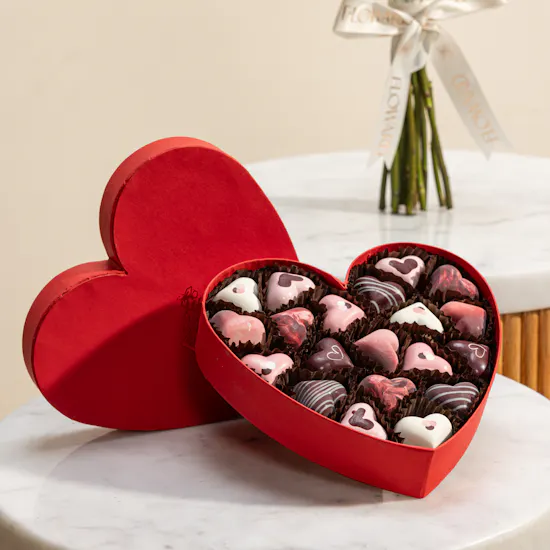 Fleur Red Heart Chocolate Box | Romantic Flowers Bouquet