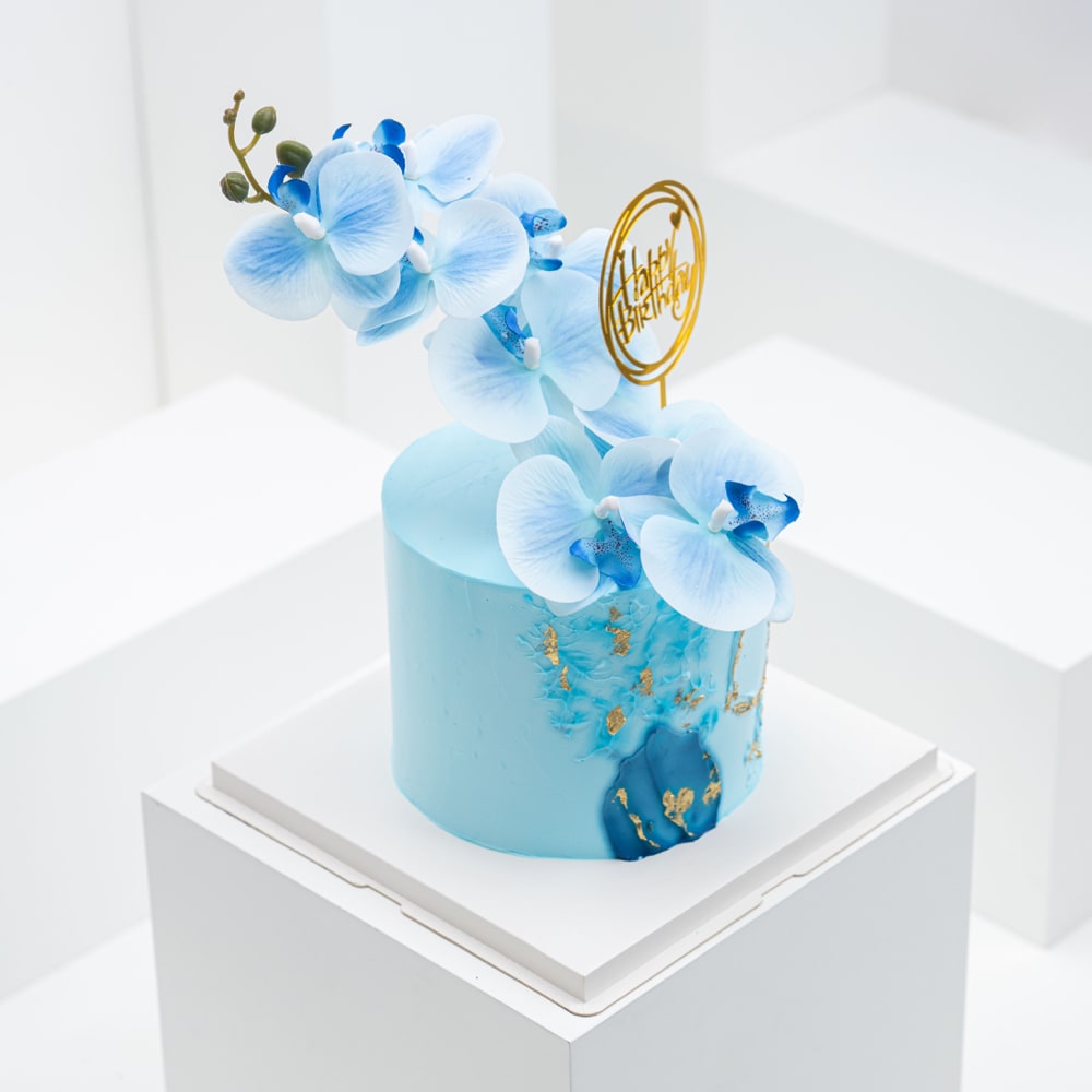 Blue Orchid Wedding Cake - Aamzing Cake