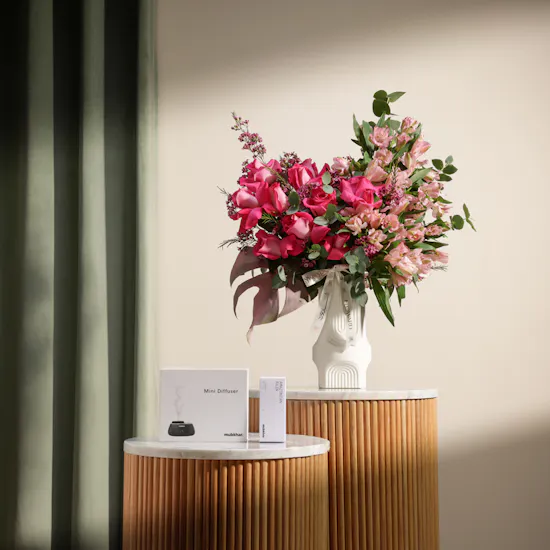 Mubkhar Duo Gift Set | Blush Garden Symphony Flower Vase