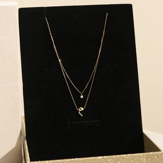 AV Jewelry Meem Letter in Arabic Gold Necklace