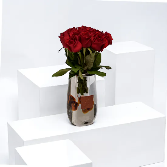 12 Red Roses | Glass Vase
