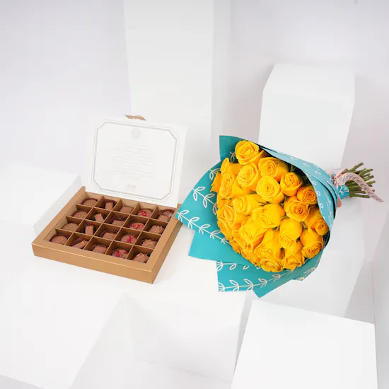 Levo Chocolate Box | Yellow Roses