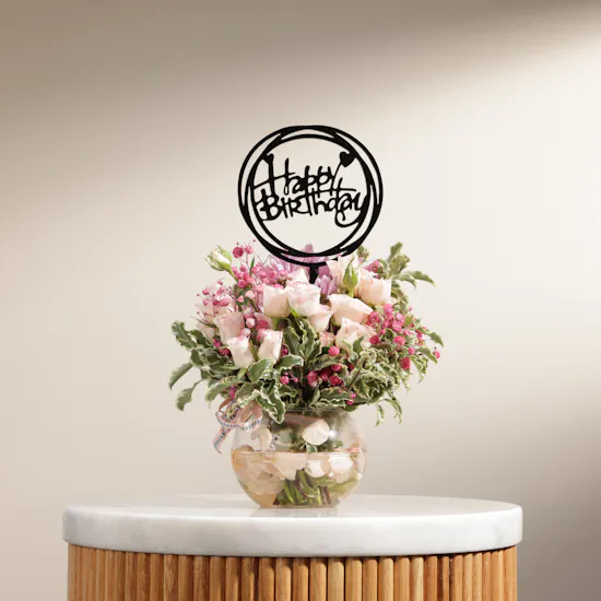 Happy Birthday Flowers Vase