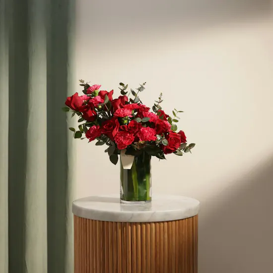 Crimson Celebration Flower Vase