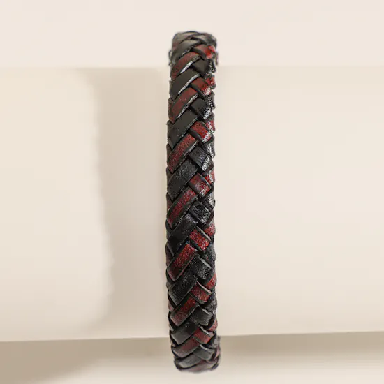 Fossil Brown and Black Braided Leather Men’s Bracelet
