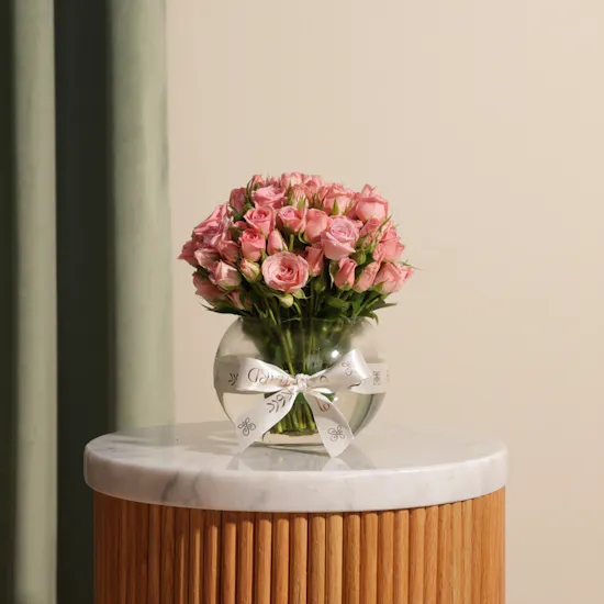 Pink Baby Roses Vase | 18 Flowers