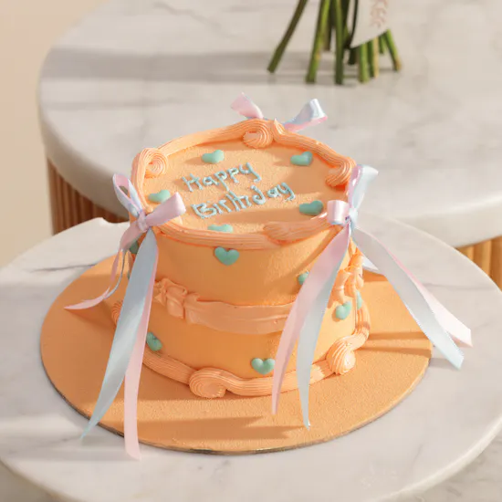 Sweet Atelier Peachy Birthday Cake | Warm Flowers Bouquet