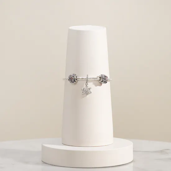 Pandora Faceted Snake Chain Bracelet with Dangle Charm Set