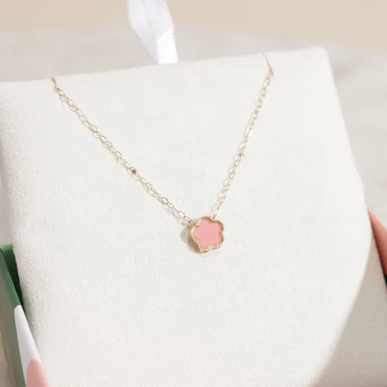 Miss L by L’azurde Kids Pink Flower Colored Stones Necklace