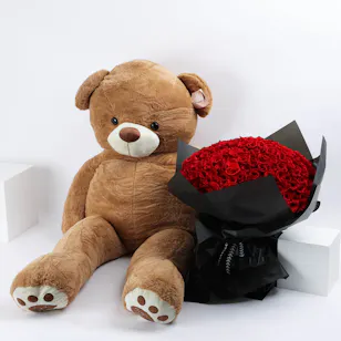 250 Red Roses | Large Bear
