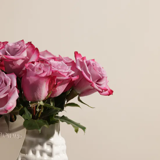Beauty Glam Purple Roses Vase