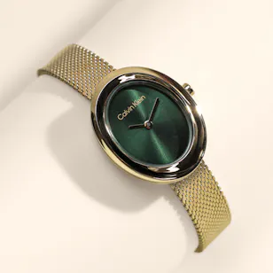 Calvin Klein Oval Twisted Bezel Mesh Women's Watch