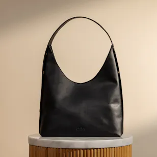Minilet Black Leather Bag With Eyelets