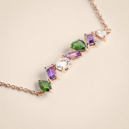 Damas Fireworks Fiesta Diamond and Precious Gem Rose Gold Bracelet