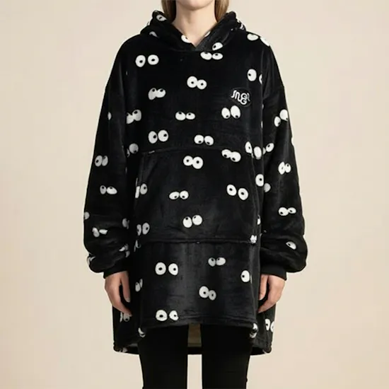 Snuggs Eyes Black Blanket Hoodie
