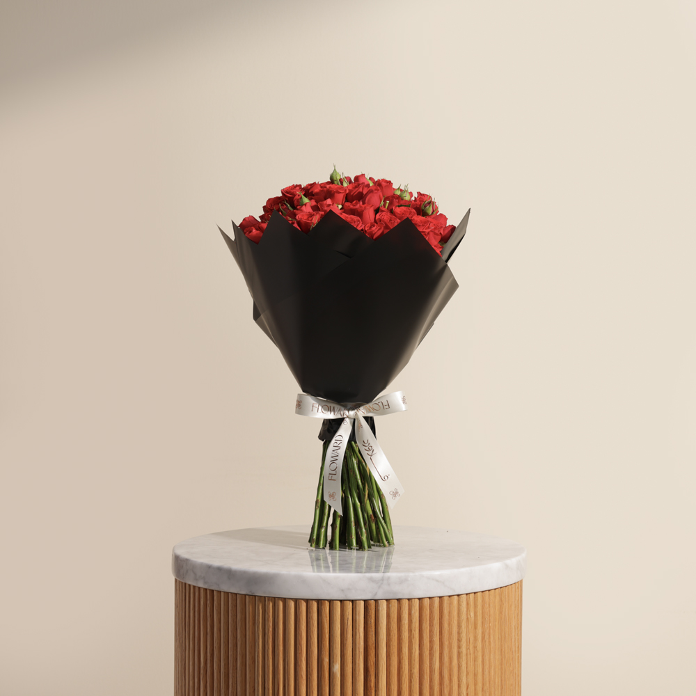 Crimson Red Baby Roses Bouquet | 35 Flowers