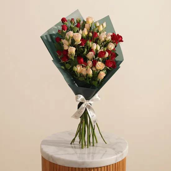 Gentle Flame Baby Roses Bouquet | 15 Flowers
