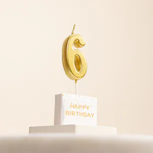The Party Station Number 6 Gold Birthday Candle The Party Station Number 6 Gold Birthday Candle