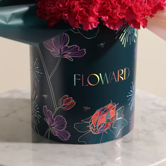 Unique Fuchsia Carnation Box | 35 Flowers
