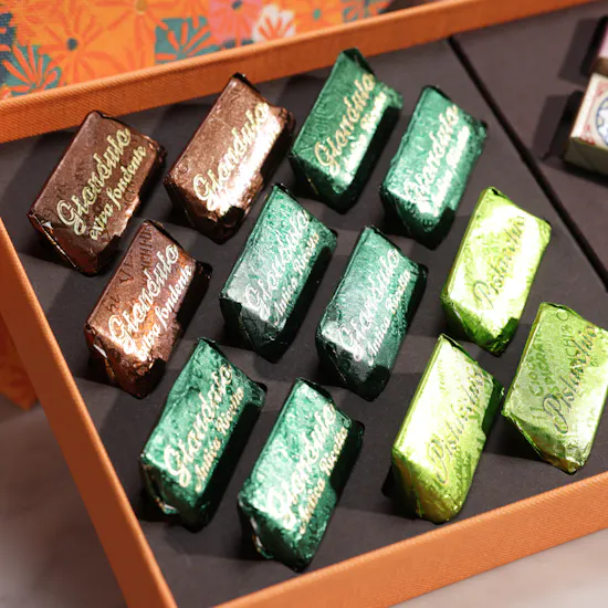 Venchi Murrine Cremino and Gianduiotto Chocolates Orange Box | Her Legacy Flowers