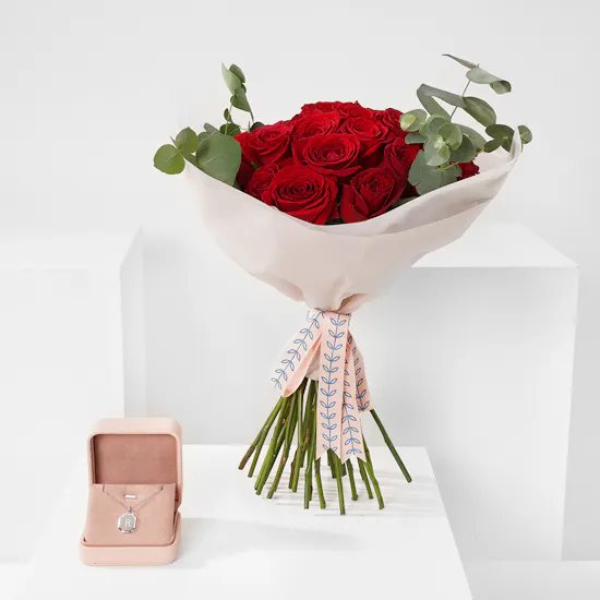 Floward Letter R Silver Necklace | Elegant Roses