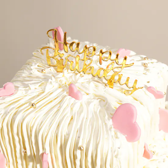 Floward Happy Birthday with Pink Hearts Two Tier Cake