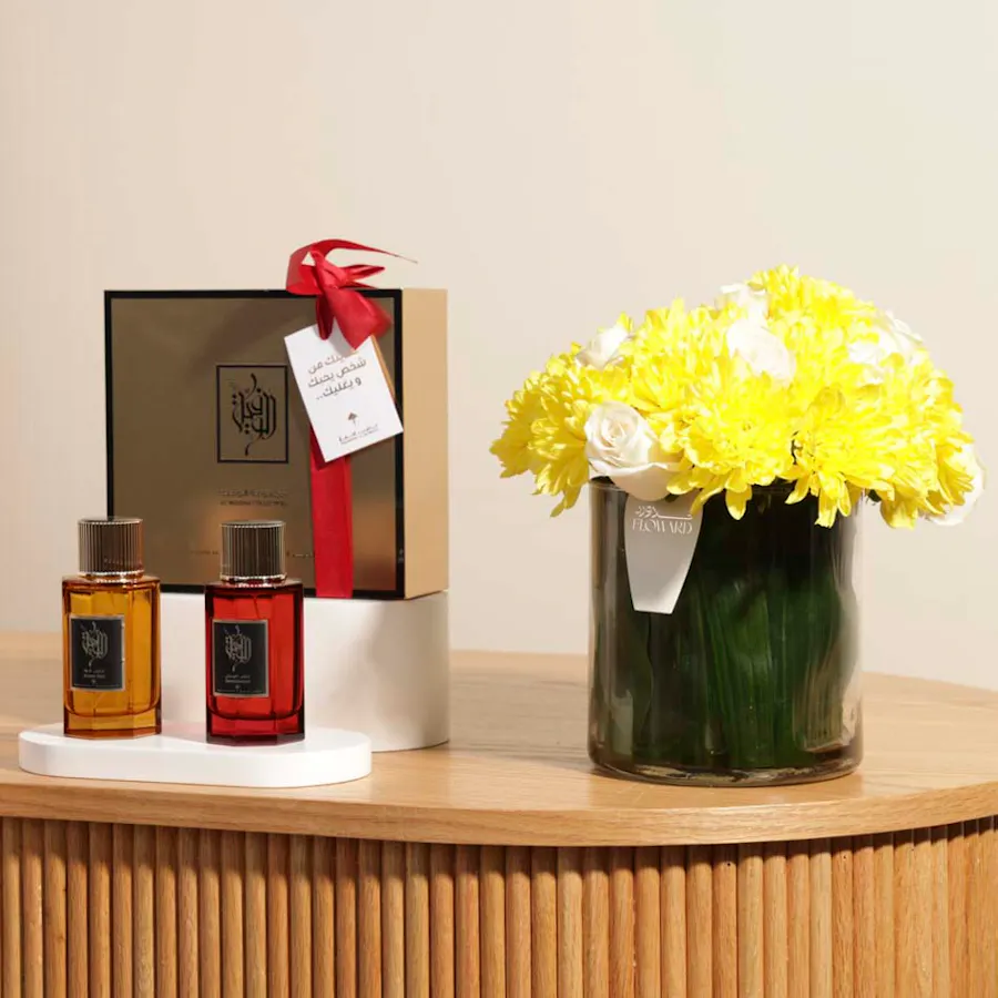 Ibraheem Al-Qurashi Al Wafia Duo Perfumes Box | Bright Flower Vase 5