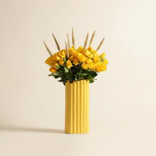 Golden Glow Baby Rose Vase
