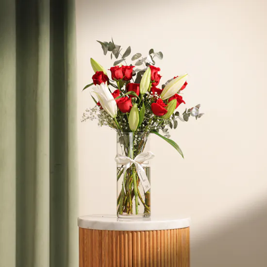 Crimson Elegance Flowers Vase