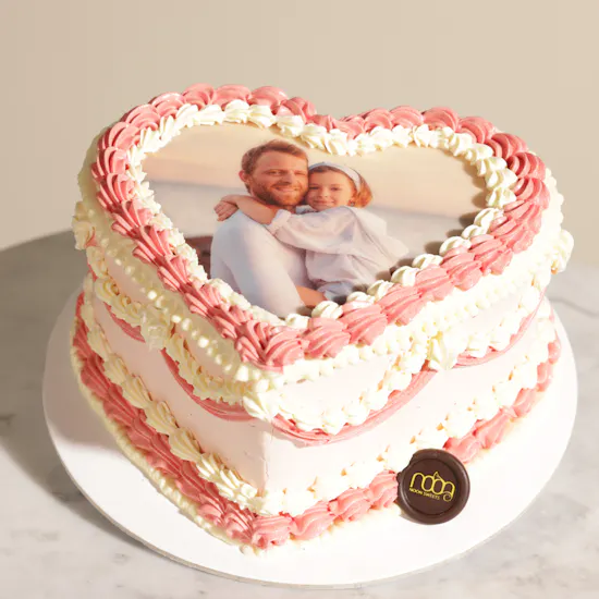 Noon Sweets Personalized Photo Pink Heart Cake