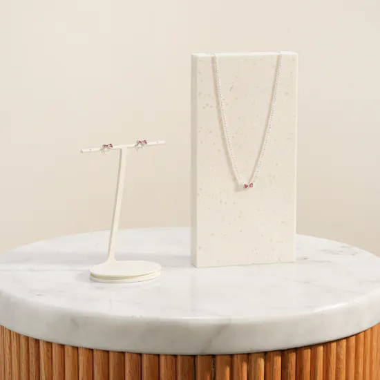 Pandora Bow Silver Necklace and Earrings Women's Set